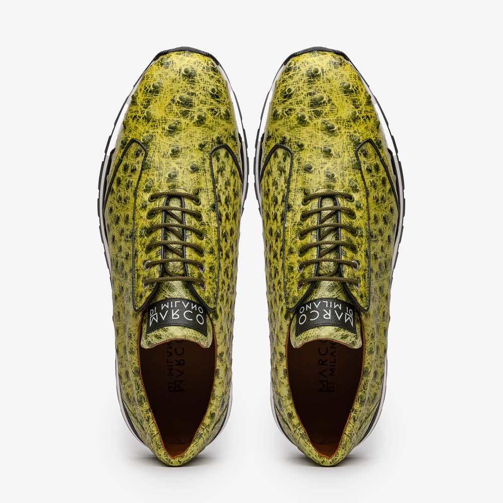 Marco Di Milano Scanno Ostrich Quill Sneakers Antique Green