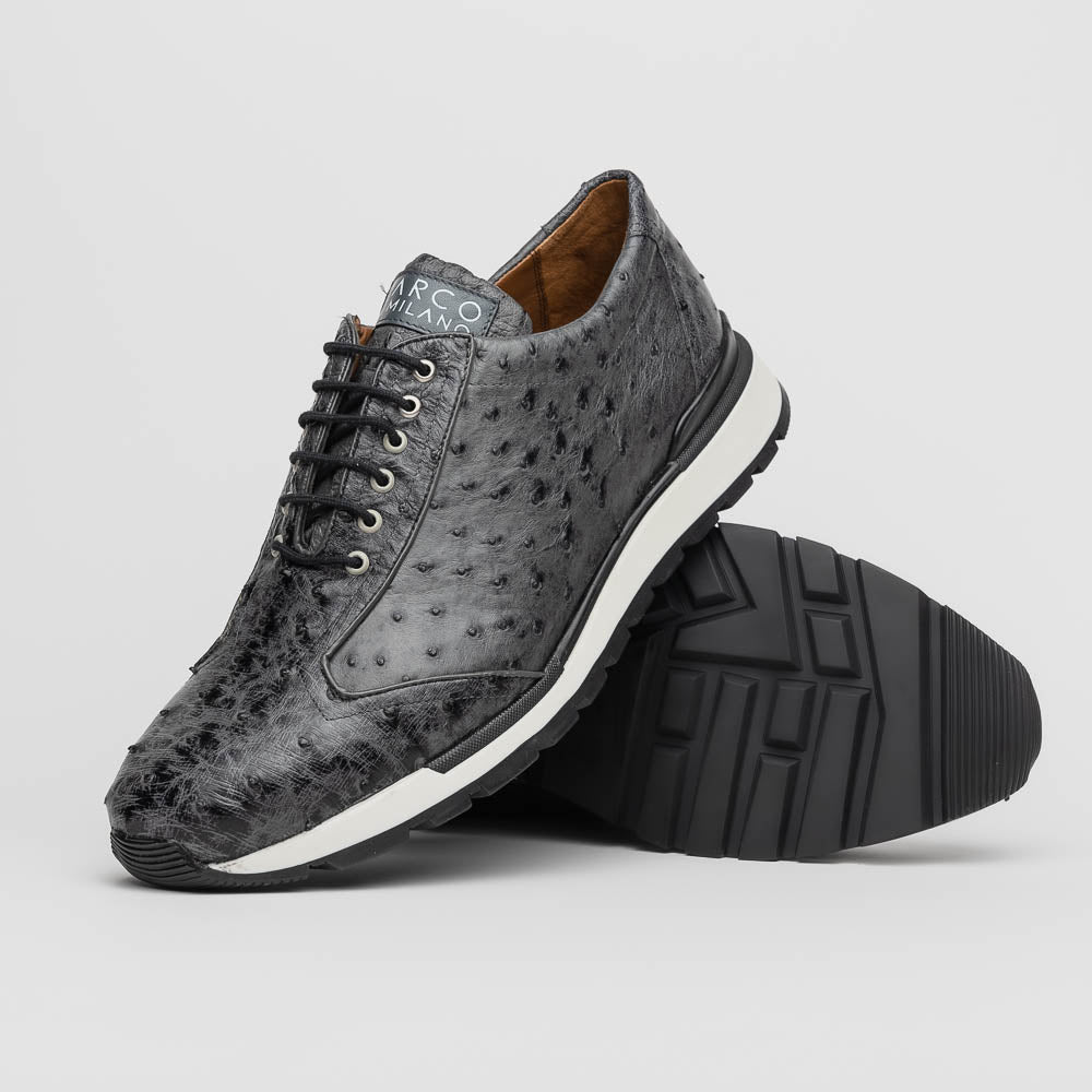 Marco Di Milano Scanno Ostrich Quill Sneakers Antique Grey