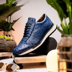 Marco Di Milano Scanno Ostrich Quill Sneakers Antique Navy
