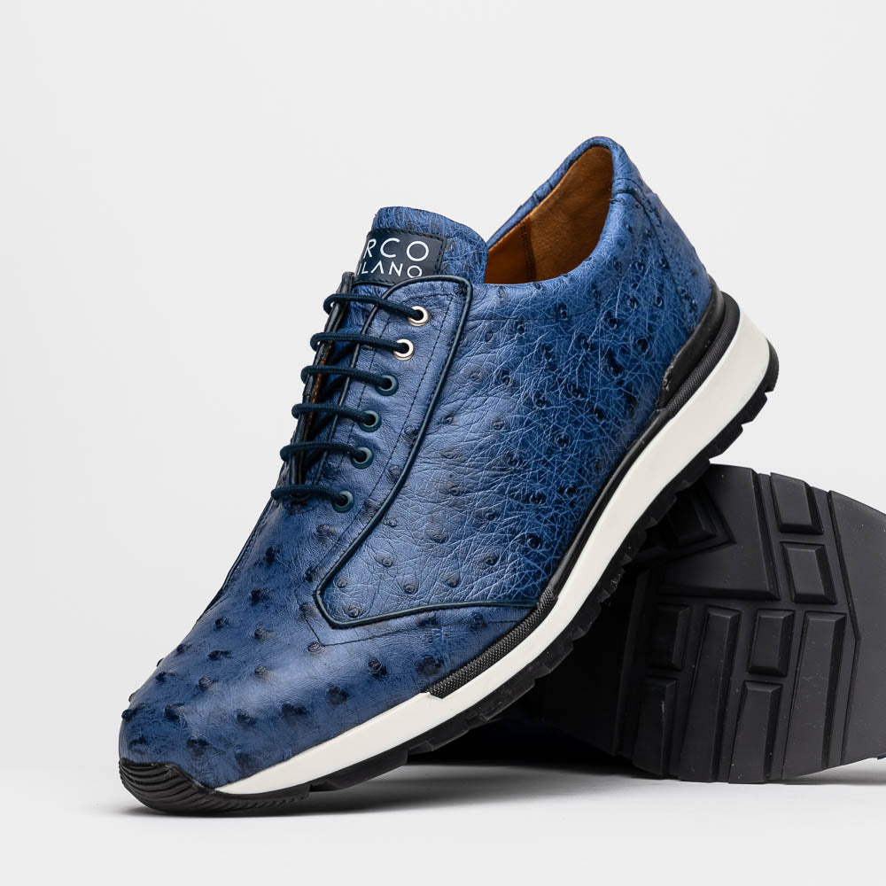 Marco Di Milano Scanno Ostrich Quill Sneakers Antique Navy