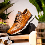 Marco Di Milano Scanno Ostrich Quill Sneakers Antique Paja