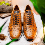 Marco Di Milano Scanno Ostrich Quill Sneakers Antique Paja
