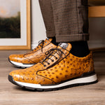 Marco Di Milano Scanno Ostrich Quill Sneakers Antique Paja