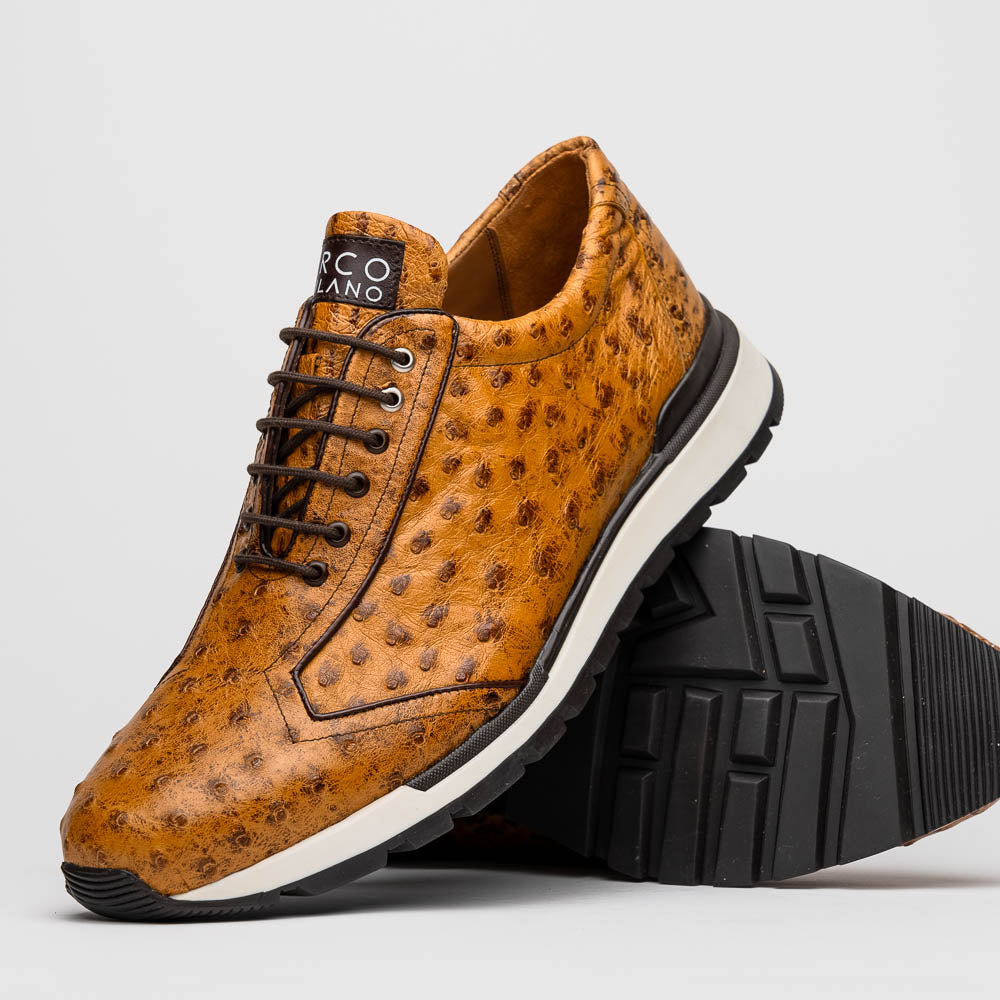 Marco Di Milano Scanno Ostrich Quill Sneakers Antique Paja