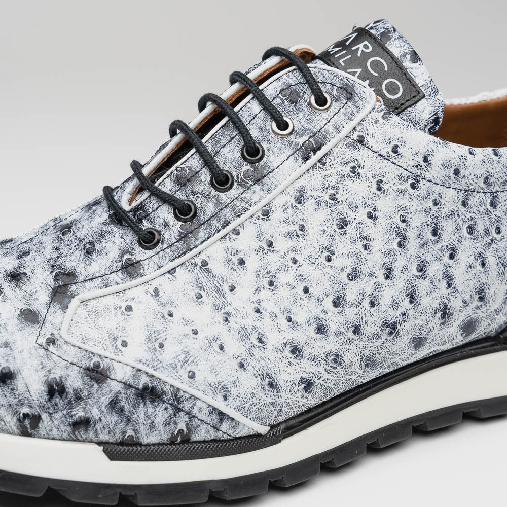 Marco Di Milano Scanno Ostrich Quill Sneakers Antique Newspaper