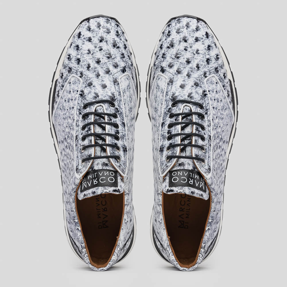 Marco Di Milano Scanno Ostrich Quill Sneakers Antique Newspaper