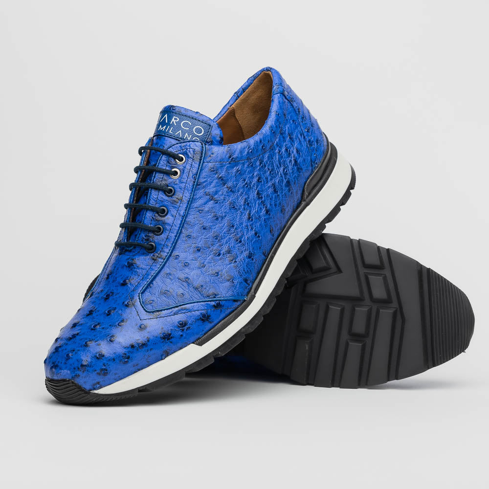 Marco Di Milano Scanno Ostrich Quill Sneakers Electric Blue