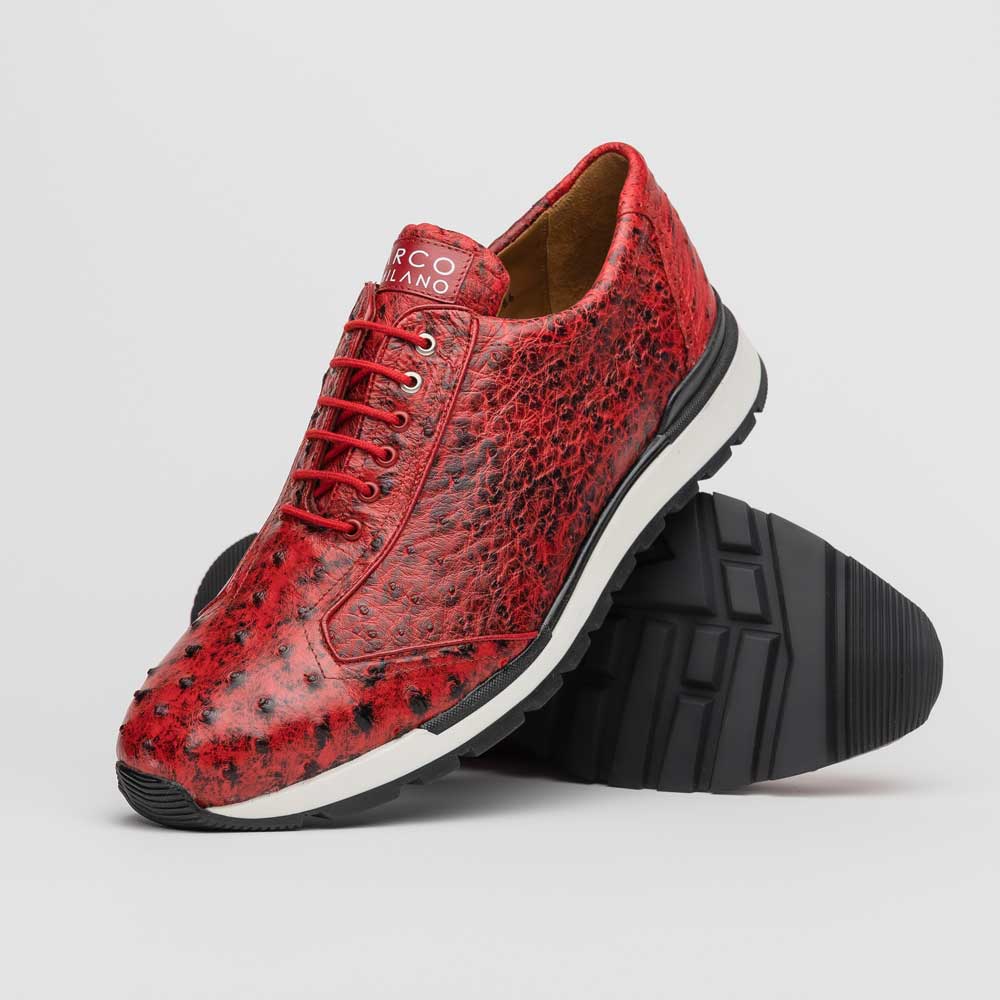 Marco Di Milano Scanno Ostrich Quill Sneakers Antique Red