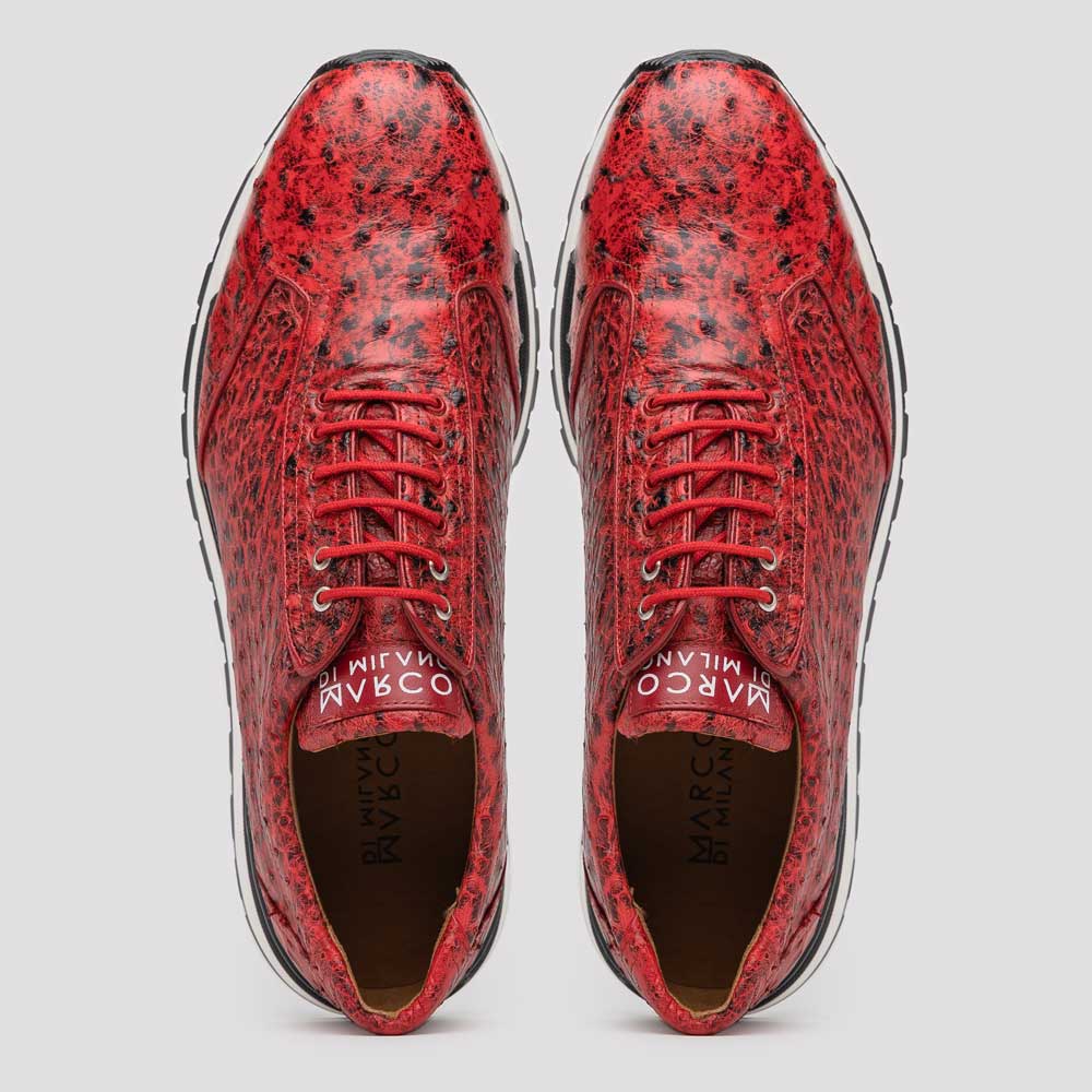 Marco Di Milano Scanno Ostrich Quill Sneakers Antique Red