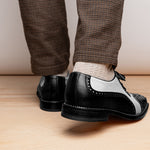 Belvedere Sesto Genuine Ostrich Quill / Italian Leather Shoes Black / White (R54)
