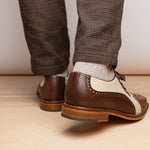 Belvedere Sesto Genuine Ostrich Quill / Italian Leather Shoes Brown / Cream (R54)