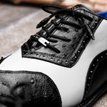 Belvedere Sesto Genuine Ostrich Quill / Italian Leather Shoes Black / White (R54)