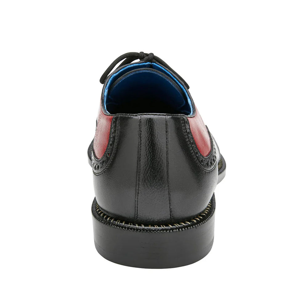 Belvedere Sesto Genuine Ostrich Quill / Italian Leather Shoes Black / Red (R54)