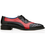 Belvedere Sesto Genuine Ostrich Quill / Italian Leather Shoes Black / Red (R54)