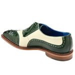 Belvedere Sesto Genuine Ostrich Quill / Italian Leather Shoes Forest / Cream (R54)