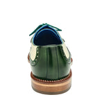 Belvedere Sesto Genuine Ostrich Quill / Italian Leather Shoes Forest / Cream (R54)