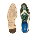 Belvedere Sesto Genuine Ostrich Quill / Italian Leather Shoes Forest / Cream (R54)
