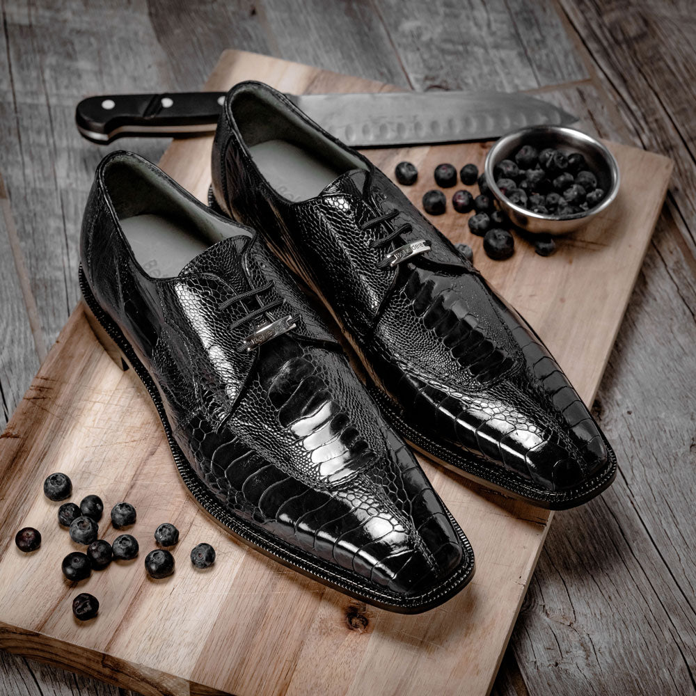 Belvedere Siena Ostrich Lace Up Shoes Black (1463)