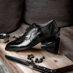 Belvedere Siena Ostrich Lace Up Shoes Black (1463)