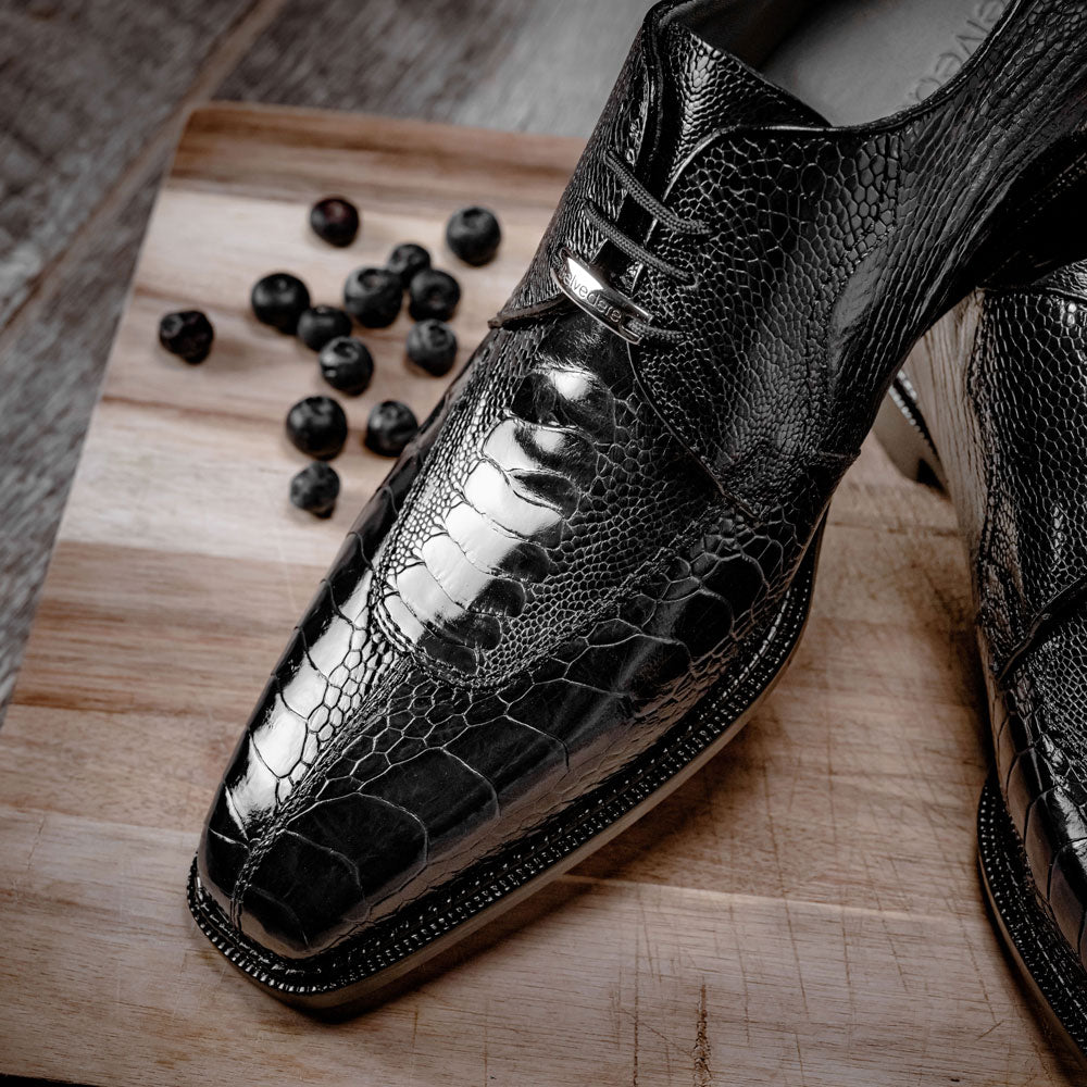 Belvedere Siena Ostrich Lace Up Shoes Black (1463)