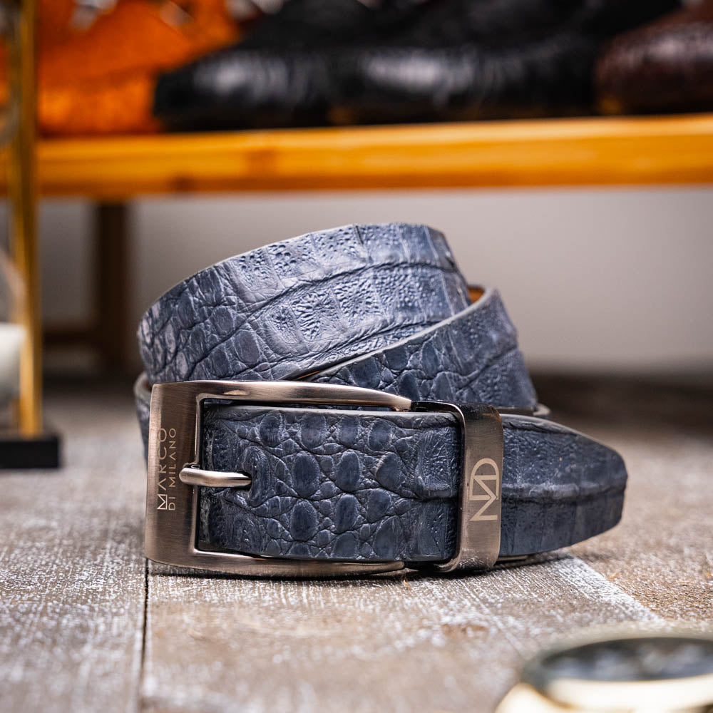 Marco Di Milano Silvio Caiman Crocodile Belt Grey