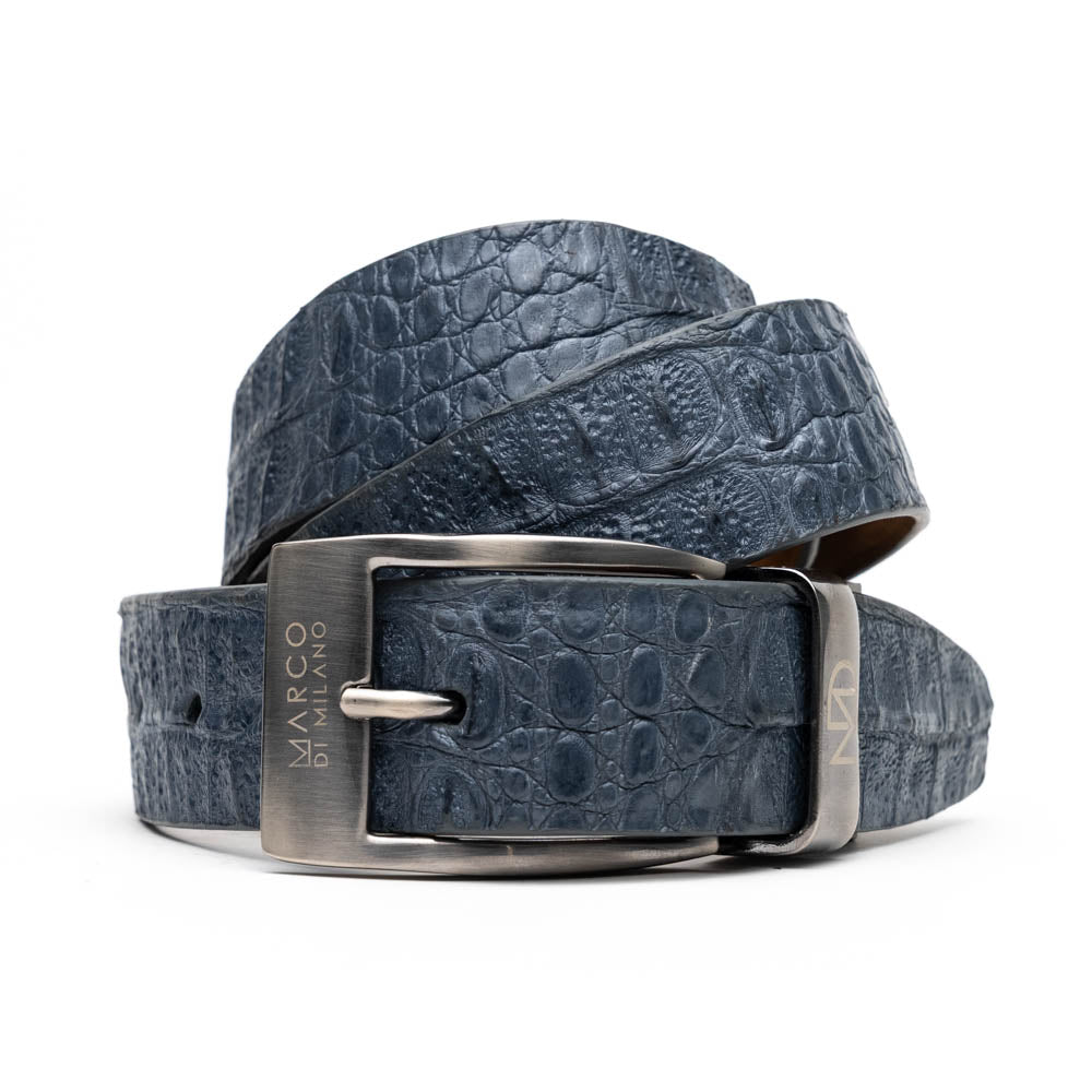 Marco Di Milano Silvio Caiman Crocodile Belt Grey