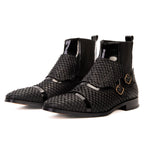 Vinci Leather The Orion Snakeskin Double Monk Strap Boot Black