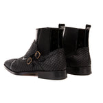 Vinci Leather The Orion Snakeskin Double Monk Strap Boot Black