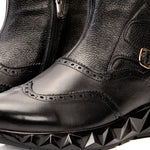 Vinci Leather The Stealth Wingtip Buckle Leather Mens Boot Black