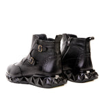 Vinci Leather The Stealth Wingtip Buckle Leather Mens Boot Black