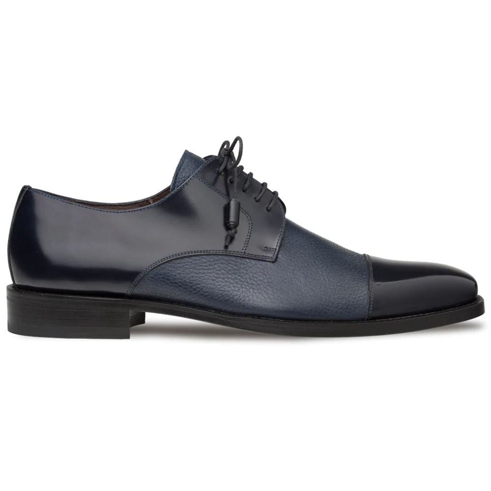 Mezlan Soka Calfskin & Deerskin Cap Toe Shoes Blue