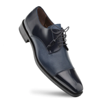 Mezlan Calf & Deerskin Cap Toe Shoes Blue