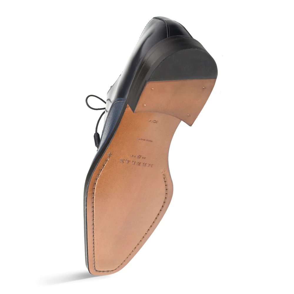 Mezlan Calf & Deerskin Cap Toe Shoes Blue