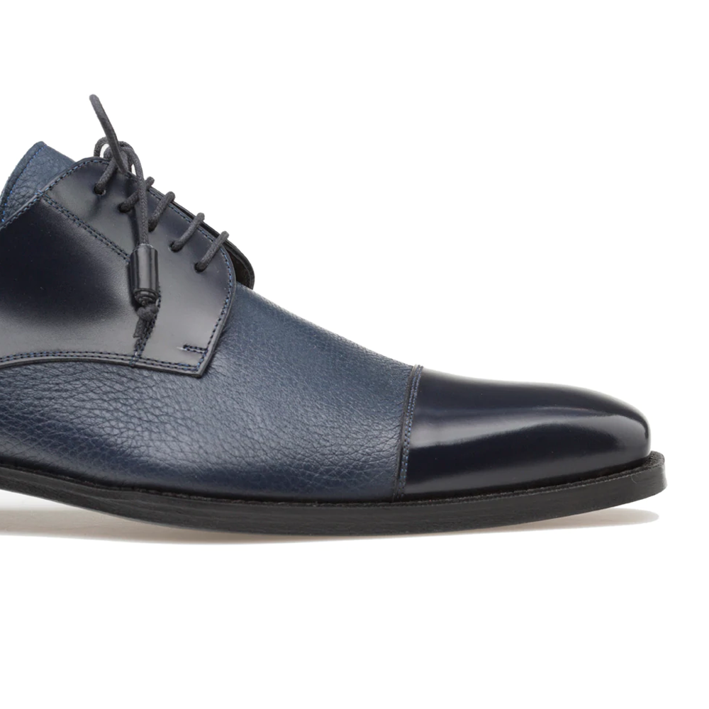 Mezlan Calf & Deerskin Cap Toe Shoes Blue