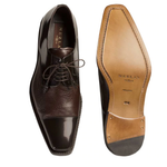 Mezlan Soka Calfskin & Deerskin Cap Toe Shoes Brown