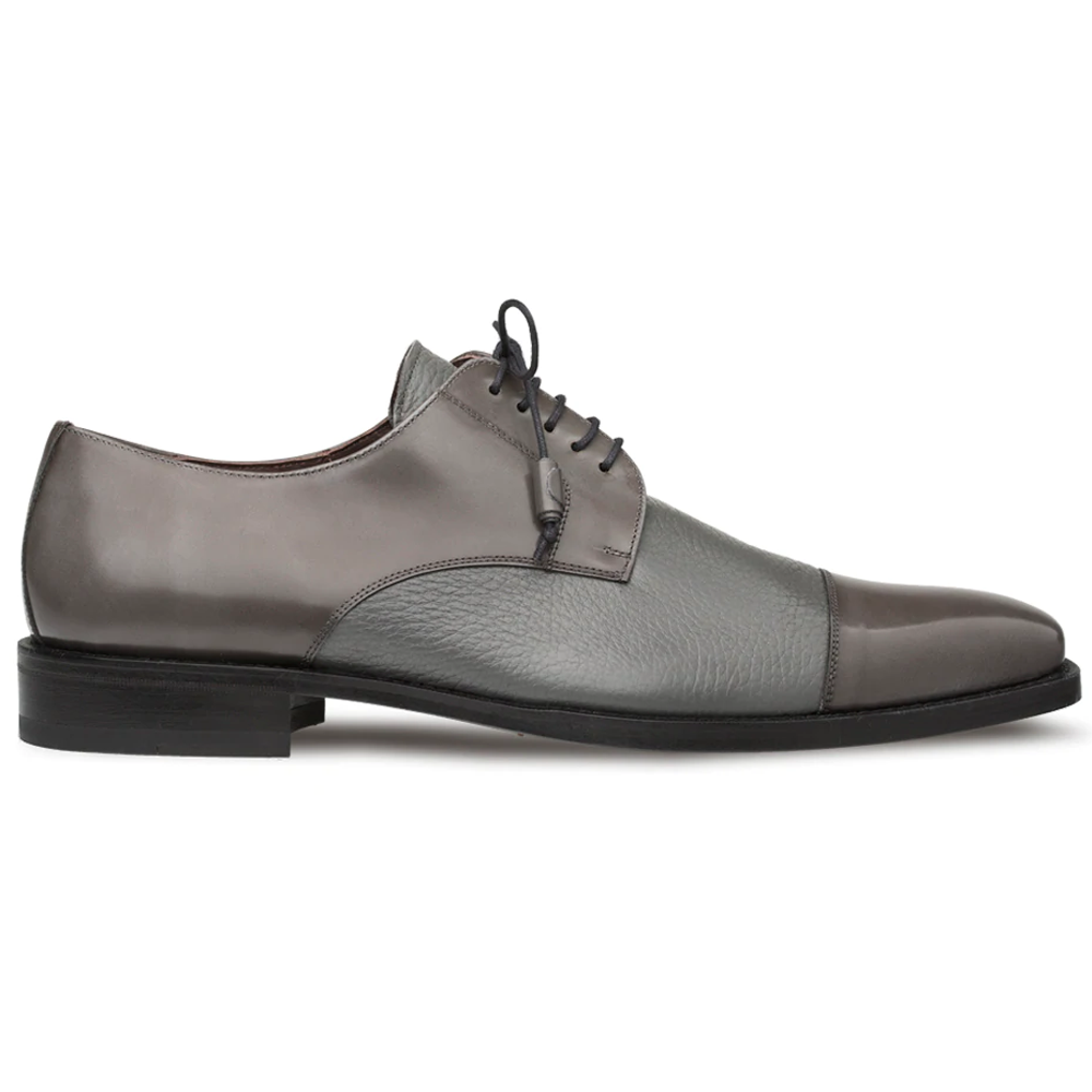 Mezlan Soka Calfskin & Deerskin Cap Toe Shoes Gray