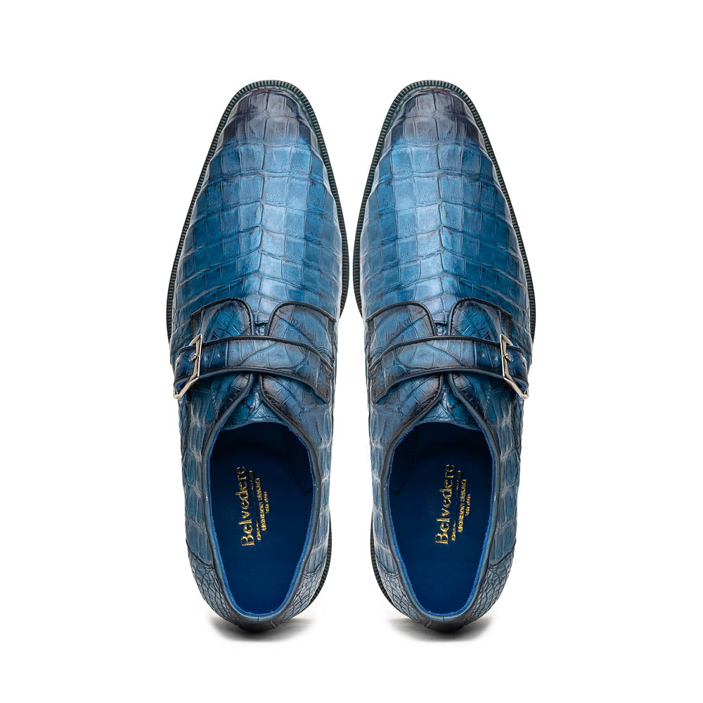 Belvedere Spencer Caiman Crocodile Shoes Antique Ocean