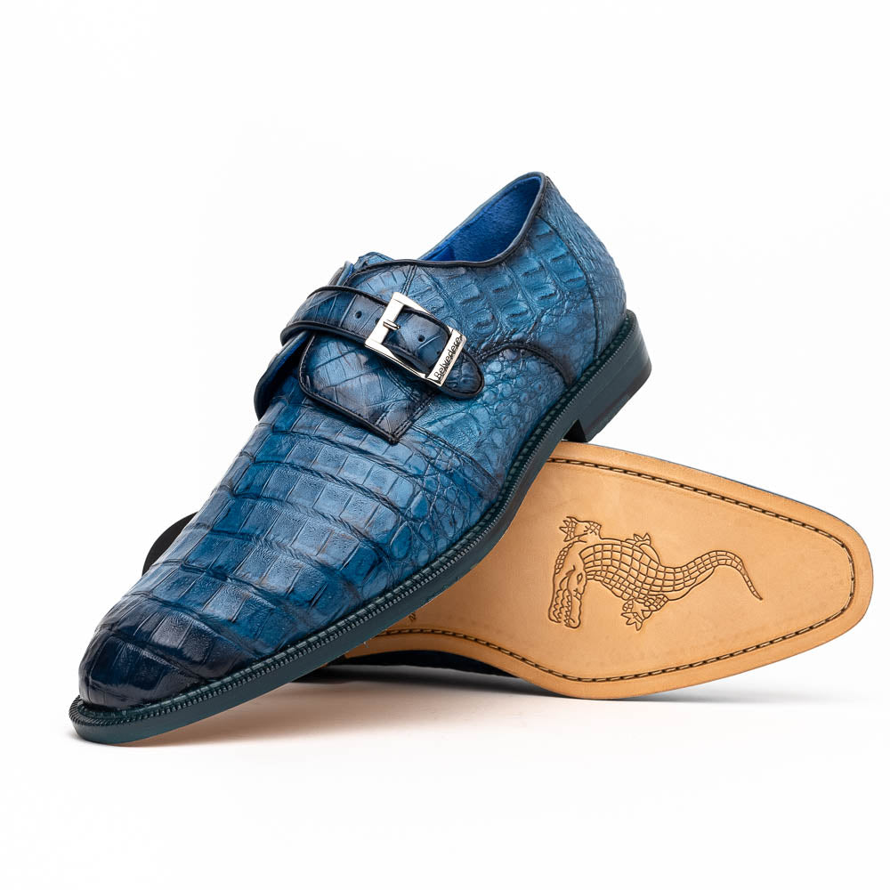 Belvedere Spencer Caiman Crocodile Shoes Antique Ocean