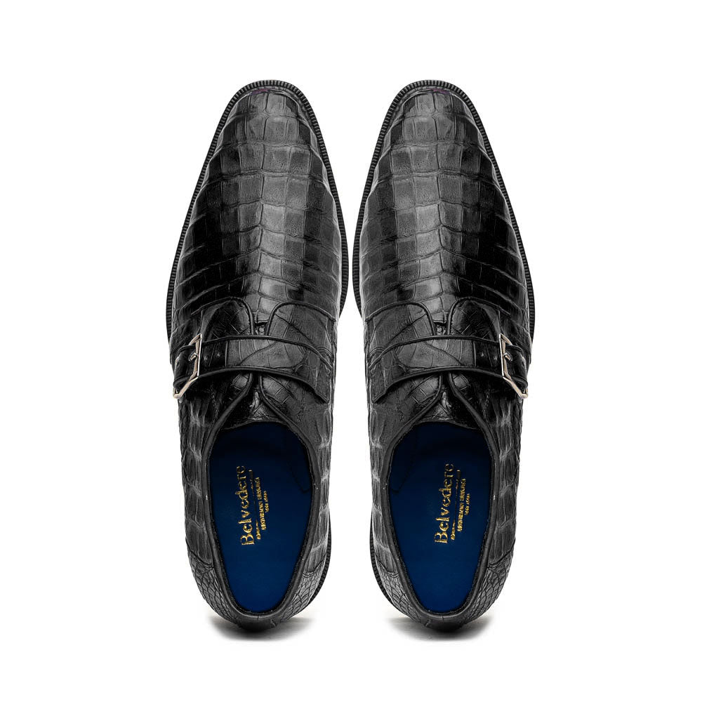 Belvedere Spencer Caiman Crocodile Shoes Black