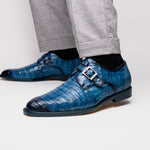 Belvedere Spencer Caiman Crocodile Shoes Antique Ocean