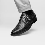 Belvedere Spencer Caiman Crocodile Shoes Black