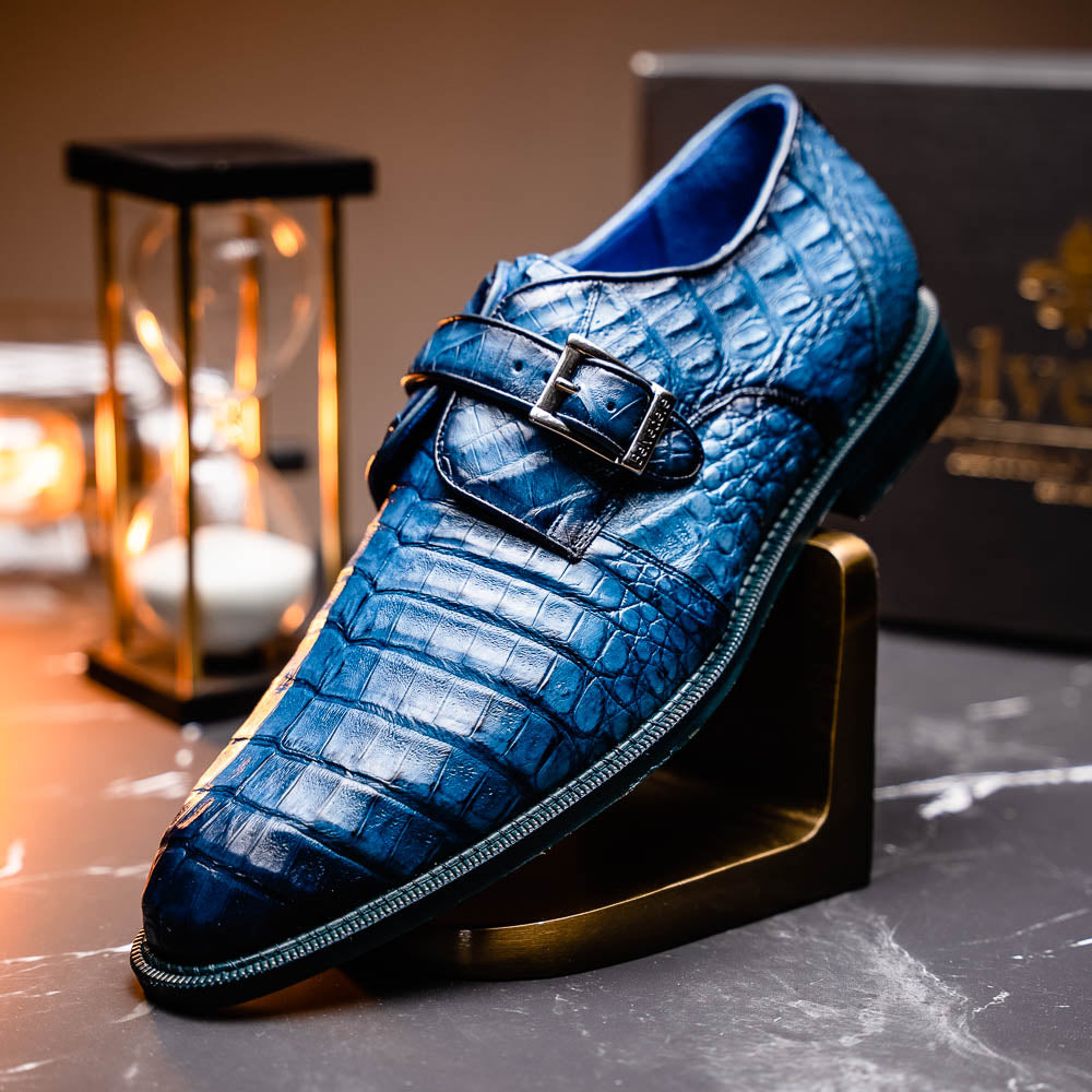 Belvedere Spencer Caiman Crocodile Shoes Antique Ocean
