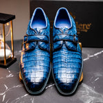 Belvedere Spencer Caiman Crocodile Shoes Antique Ocean