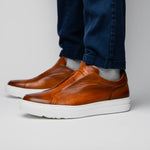 Zelli Spettacolare Pebble Grain Slip On Sneakers Cognac (65-225-CGN)