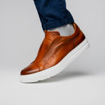 Zelli Spettacolare Pebble Grain Slip On Sneakers Cognac (65-225-CGN)