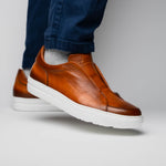 Zelli Spettacolare Pebble Grain Slip On Sneakers Cognac (65-225-CGN)