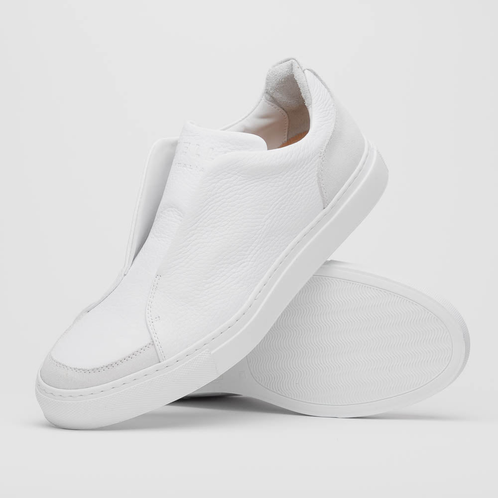 Zelli Spettacolare Pebble Grain Slip On Sneakers White (65-225-WHT)