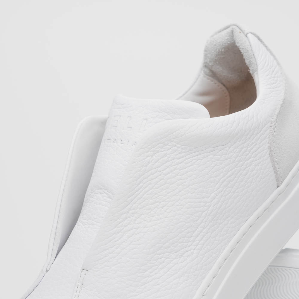 Zelli Spettacolare Pebble Grain Slip On Sneakers White (65-225-WHT)