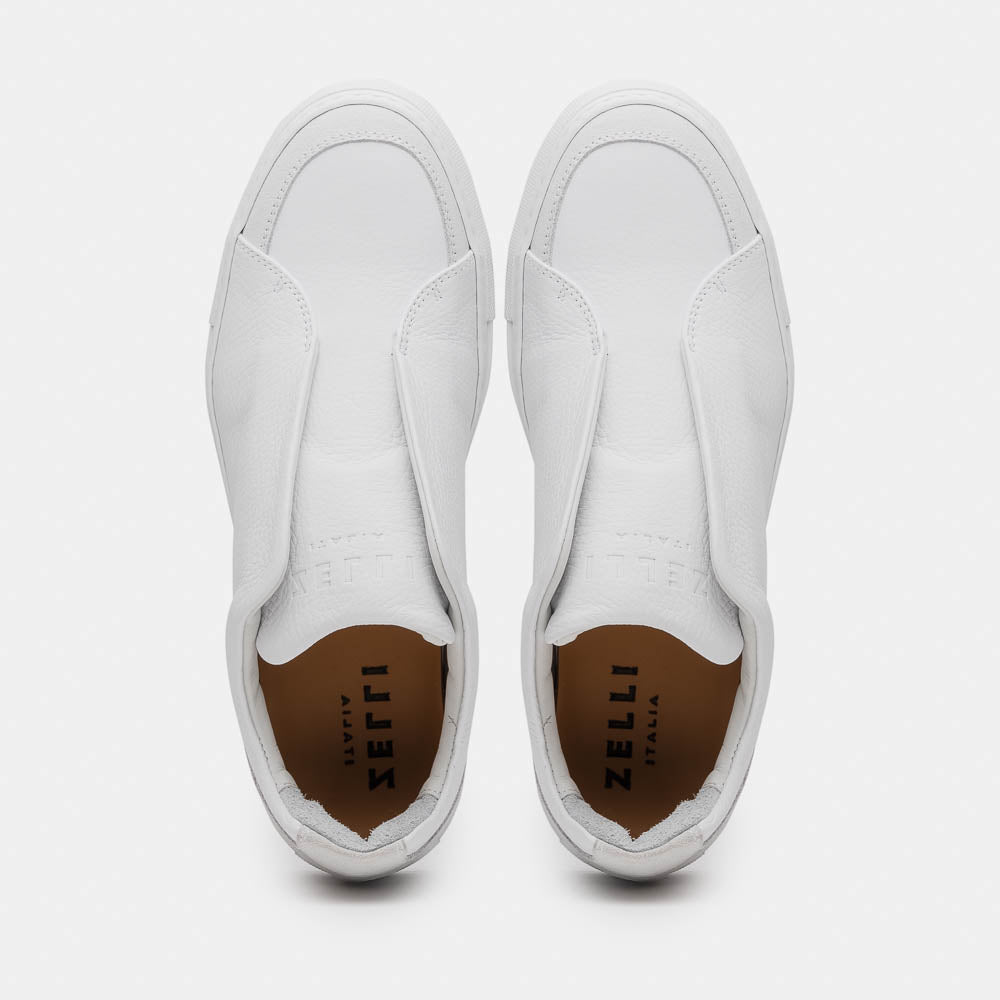 Zelli Spettacolare Pebble Grain Slip On Sneakers White (65-225-WHT)