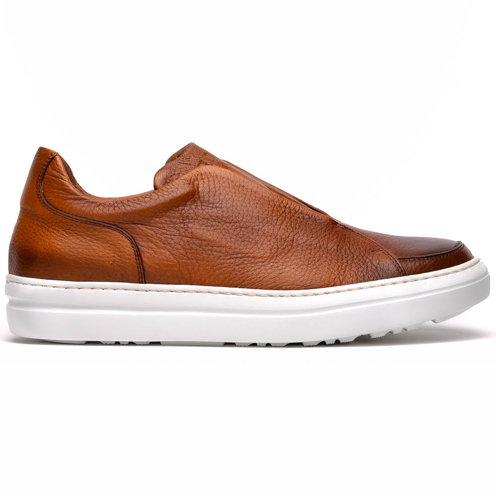 Zelli Spettacolare Pebble Grain Slip On Sneakers Cognac